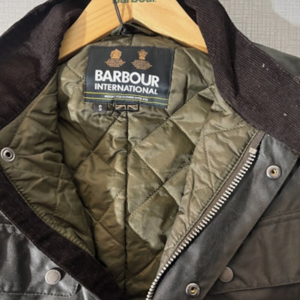 Sage ~ Barbour Tourer DUKE Waxed Motorcycle Jacket MSRP$485 British Heritage - Picture 4 of 16